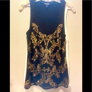 Black tank top gold embellished